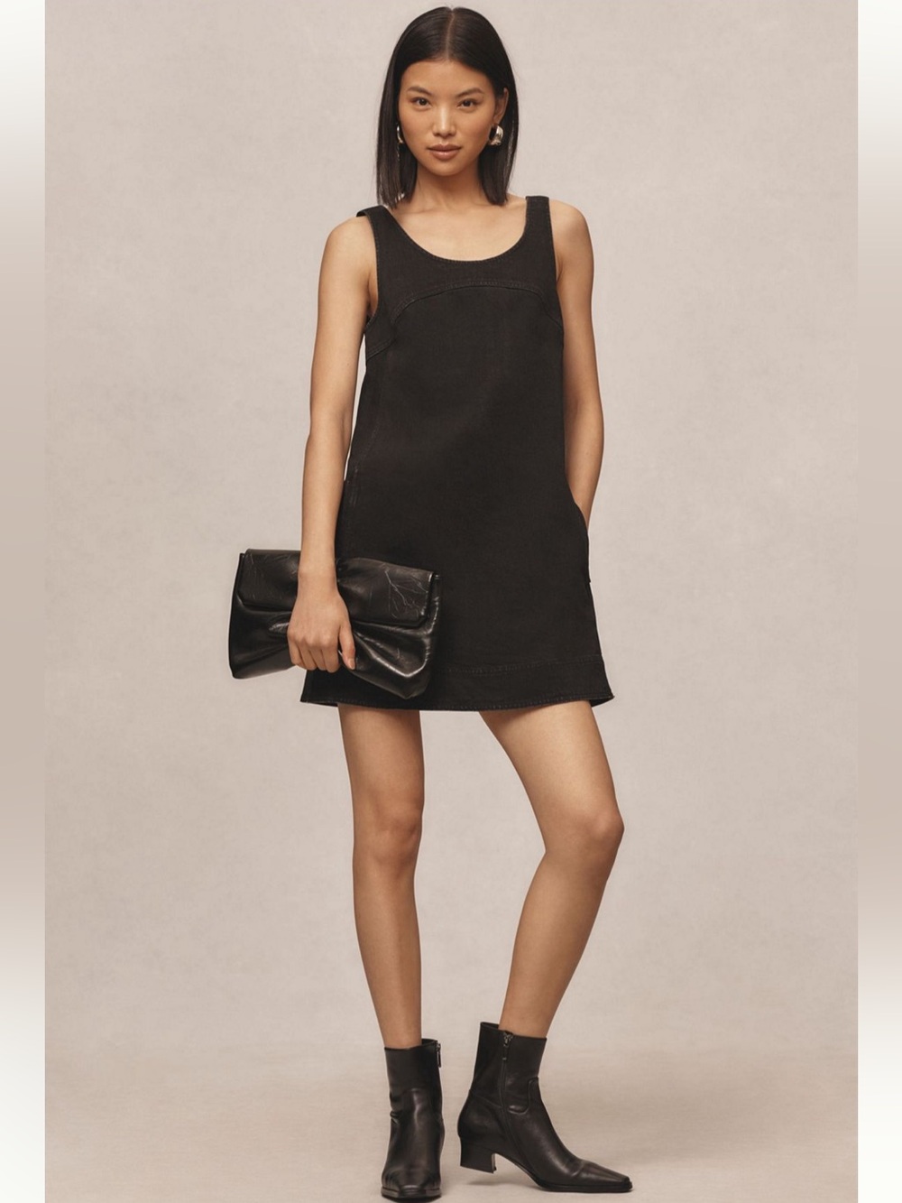 Anthropologie Pilcro Denim Shift Mini Dress Black Sz 4